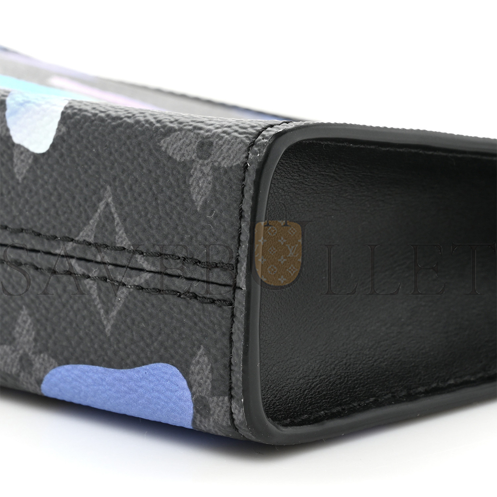 LOUIS VUITTON MONOGRAM ECLIPSE SUNRISE ROOM WITH A VIEW GASTON WEARABLE WALLET BLUE PURPLE M81753 (18.5*11*6.5cm) 